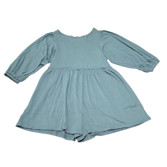 Aemi Co Womens Blue Long Sleeve Romper Ruffled‎ Waist Keyhole Back Size S NWT - Picture 3 of 13